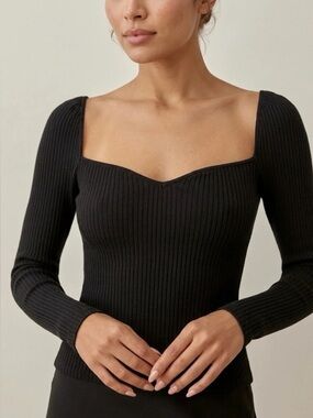 Reformation - October Sweetheart Knit Top (black)